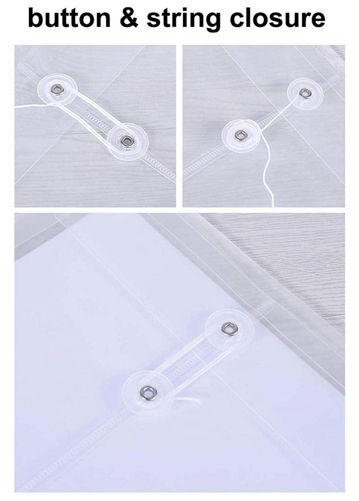 LaOficina Poly Clear Envelopes with Button String Snap One Size, Mix-colors