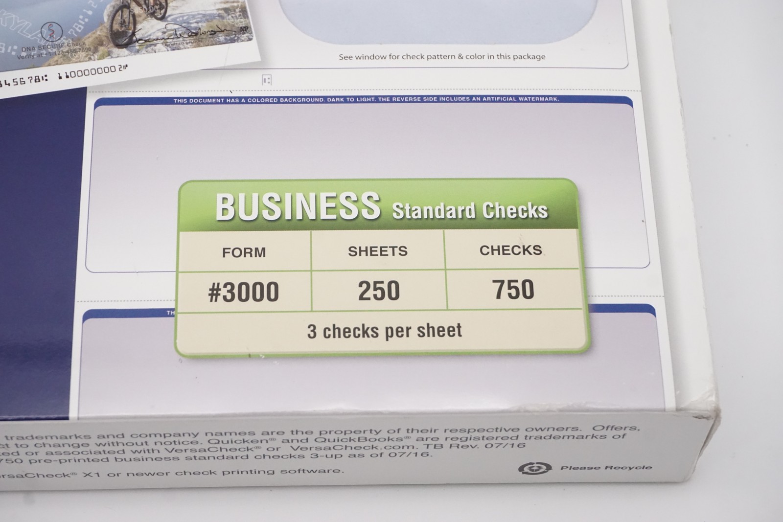 VersaCheck Form 3000 750 Blank Security Business Check Refills