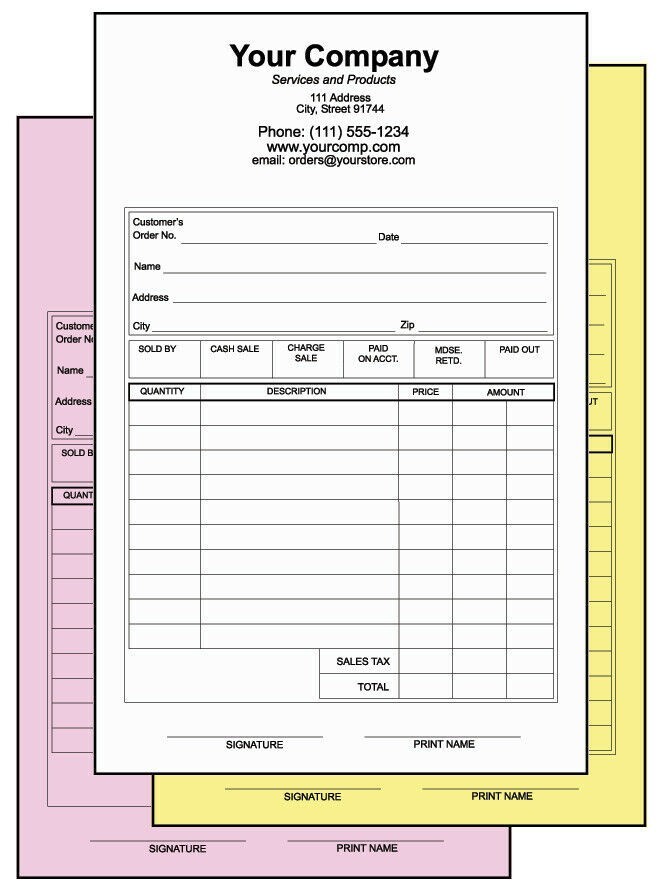 FORMS NCR CARBONLESS – 1000 SETS 3 PART CUSTOM printed