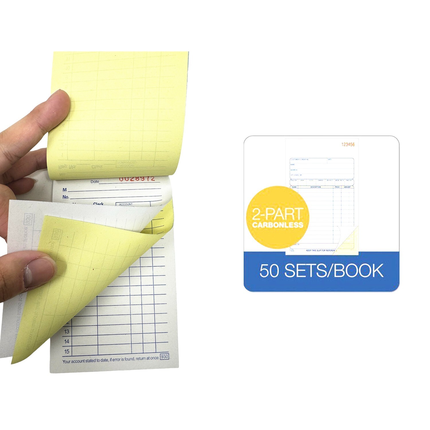 100 Pack – Sales Book Order Receipt Invoice Carbonless Copy 50 Sets 3.5″ X 5.5″