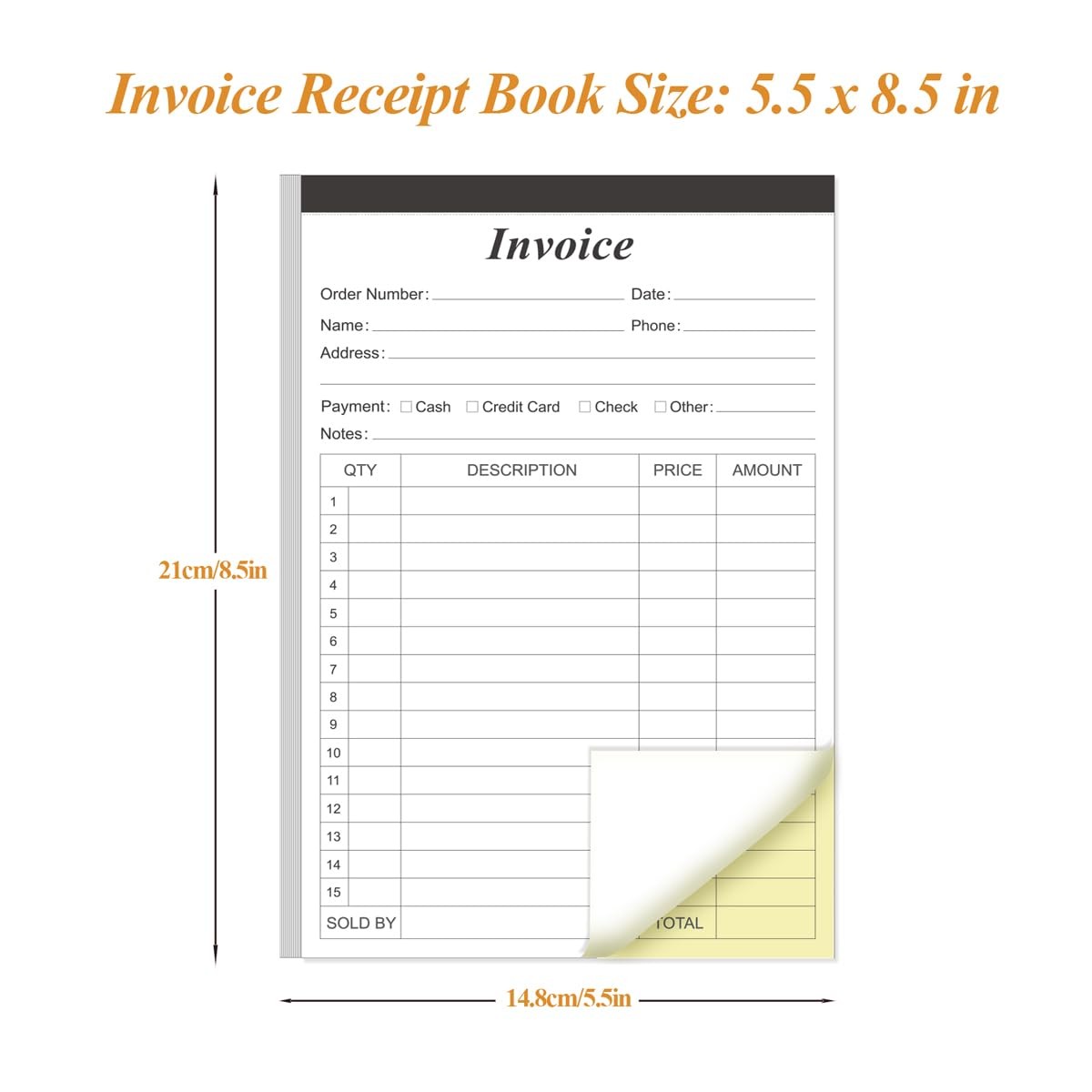 (2-Pack) Invoice Receipt Book with Cardboard 2-Part Carbonless, 5.5″ x 8.5″…