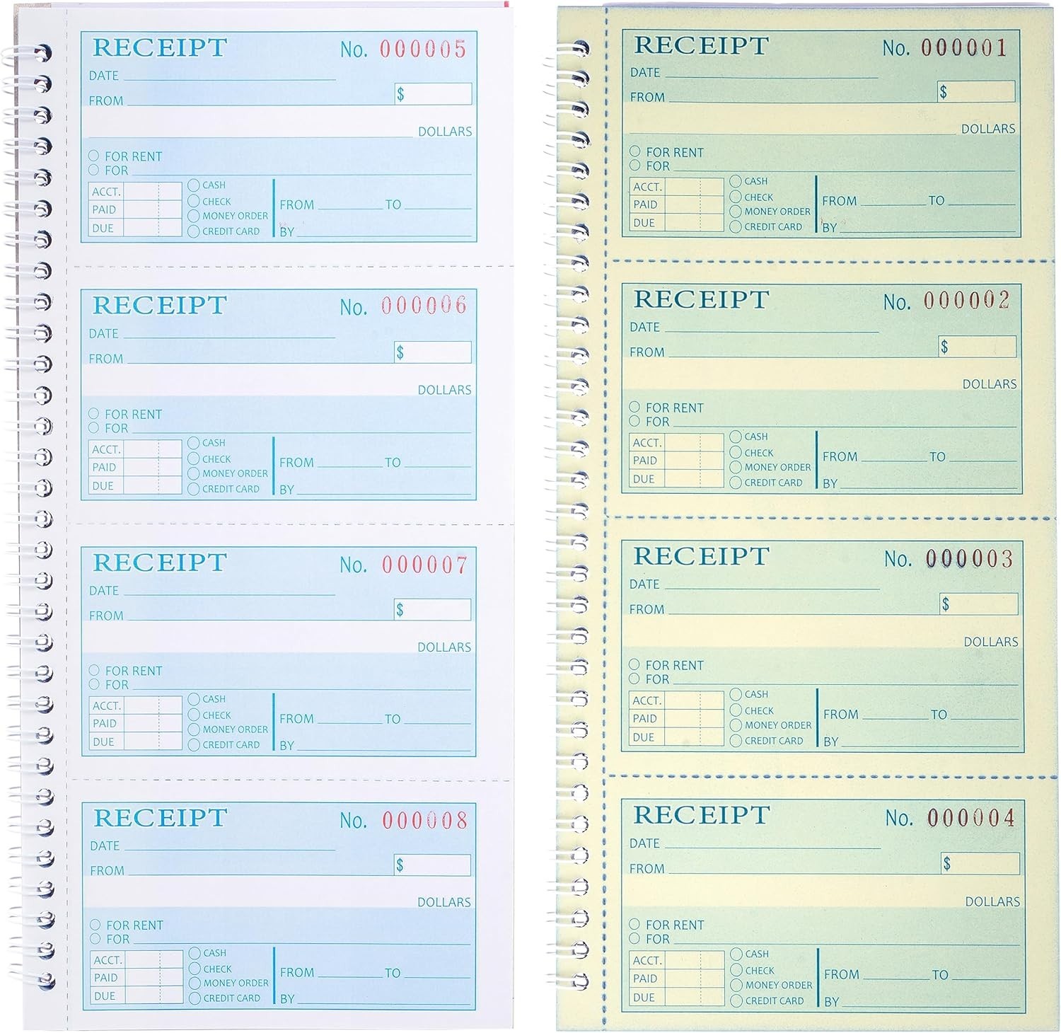 2 Packs Receipt Book with Carbon Copies,Money and Rent Receipt Book,2-Part Ca…
