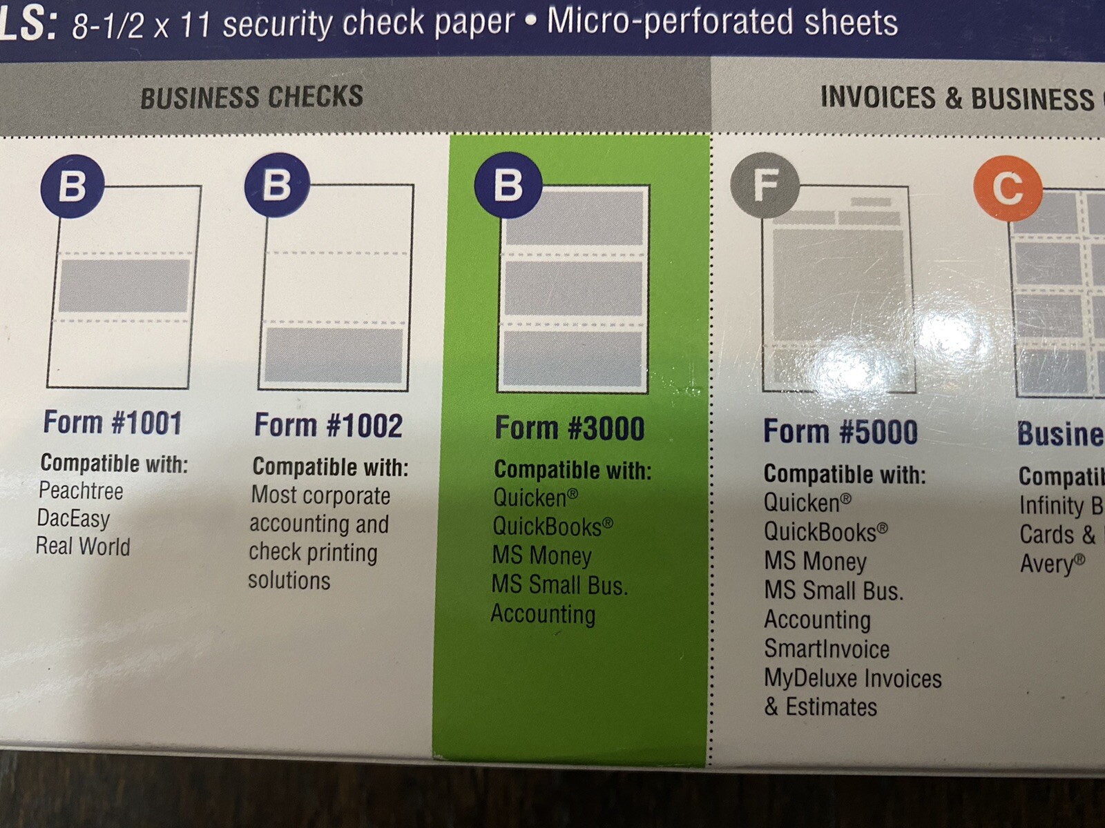 VersaCheck Security Business Check Refills 750 Standard Checks Form #3000