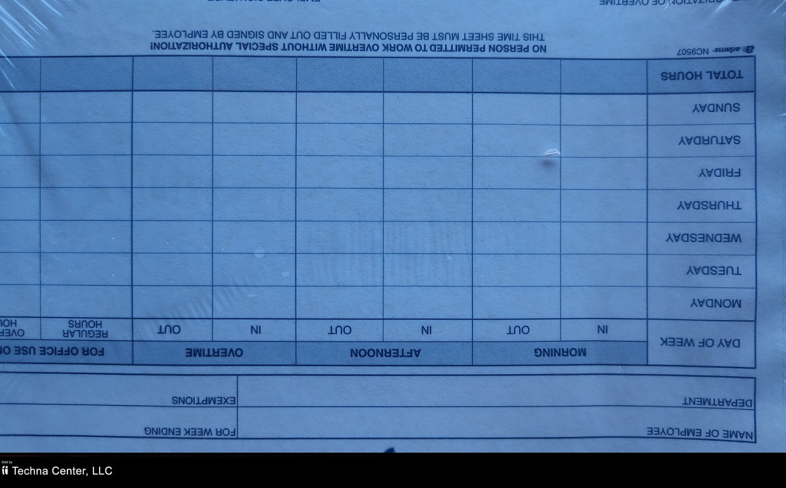 Adams Weekly Time Sheet, 9 x 5.5 Inch, 100 Carbonless Sets, 4 Packs