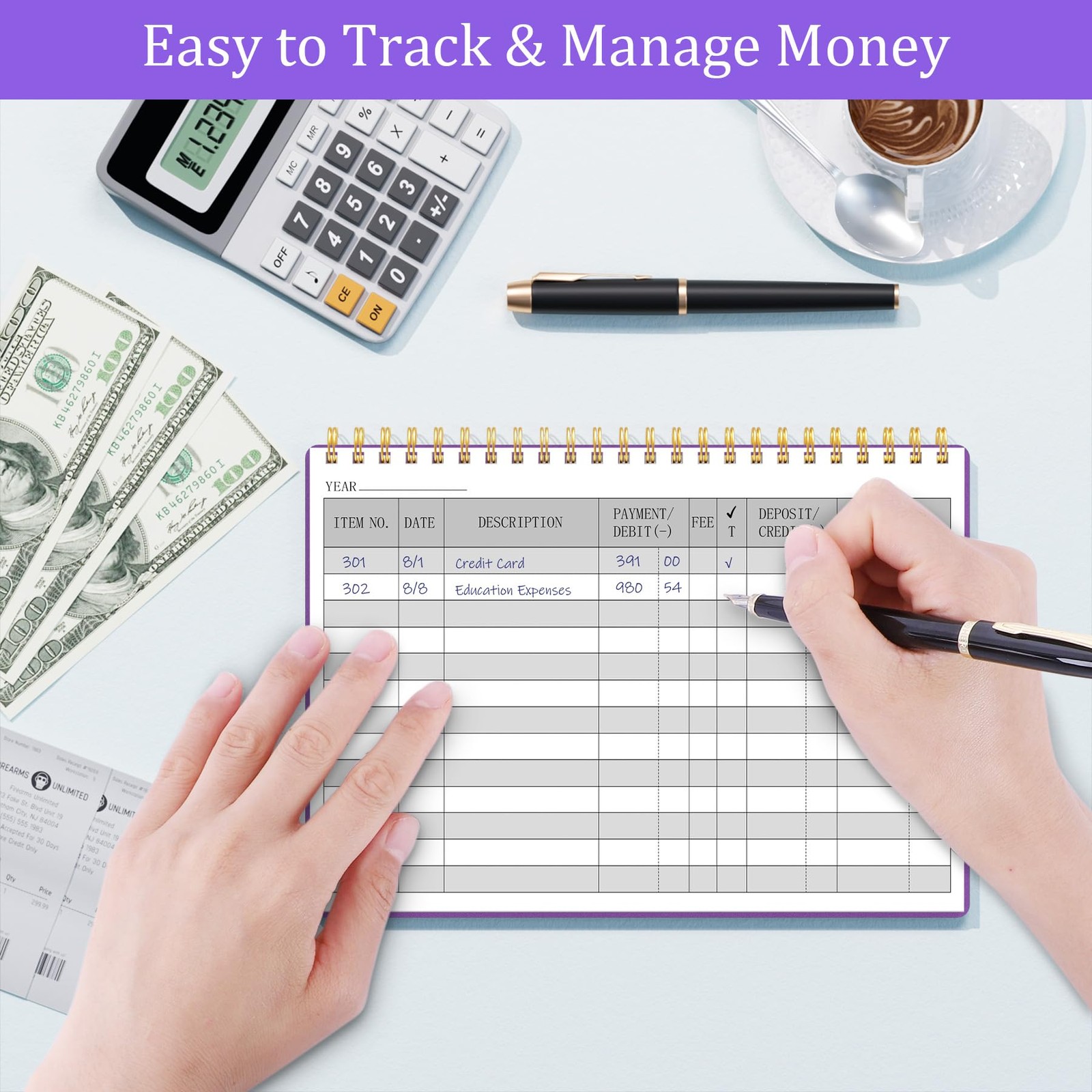 Check Register Ledger Book for Personal Finances, Expenses & Transactions