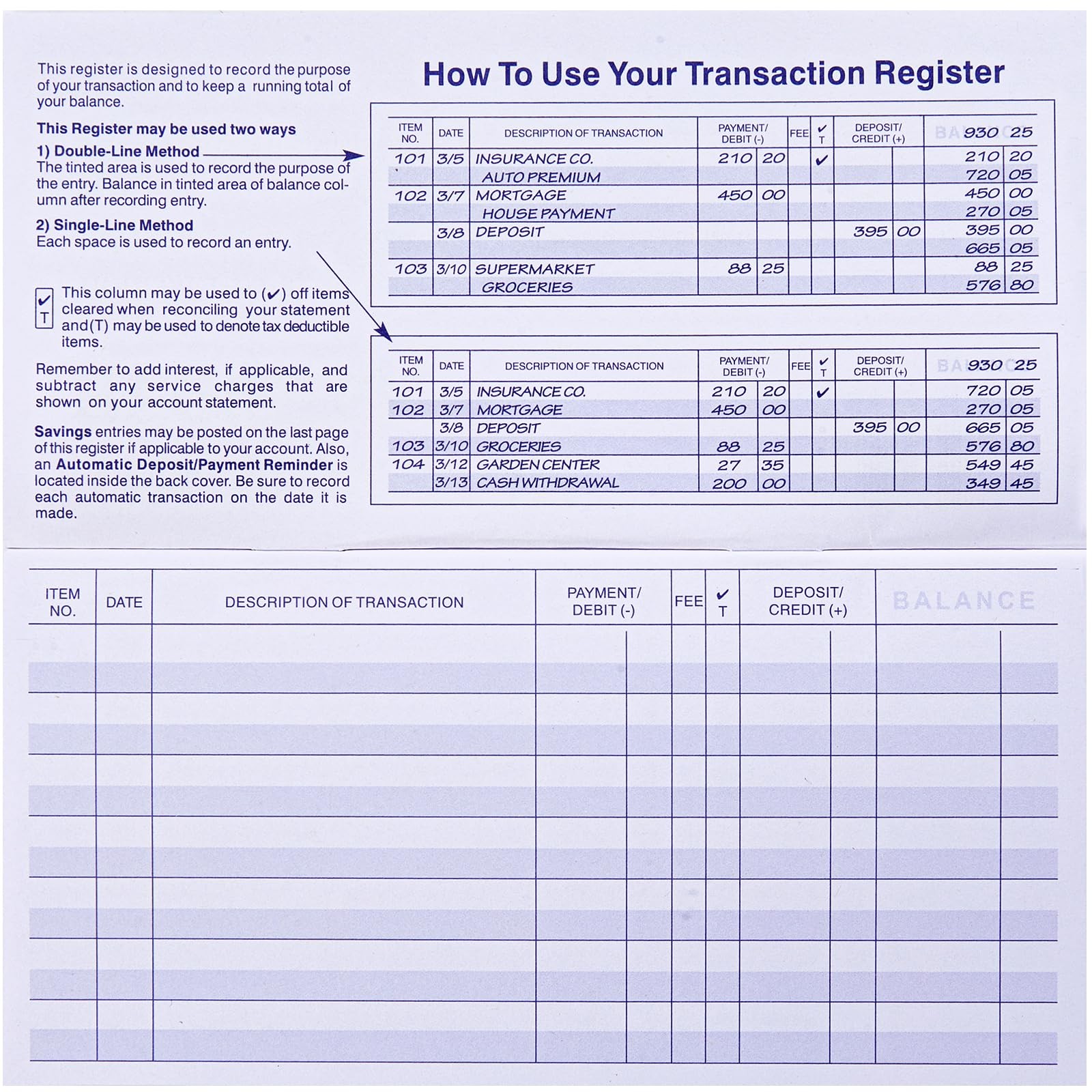 24 PCS Check Registers for Personal Checkbook Easy to Read Checkbook Register