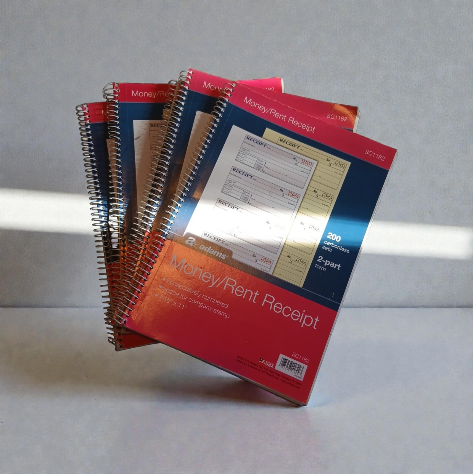 5x Adams Money Rent Receipt Book 7-5/8″ x 11″ Carbonless Two 2 Part