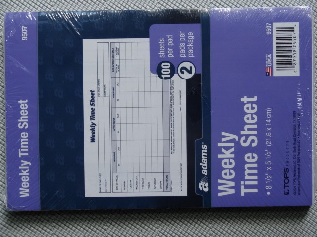 Lot of 2 Adams 9507 Weekly Time Sheet pads