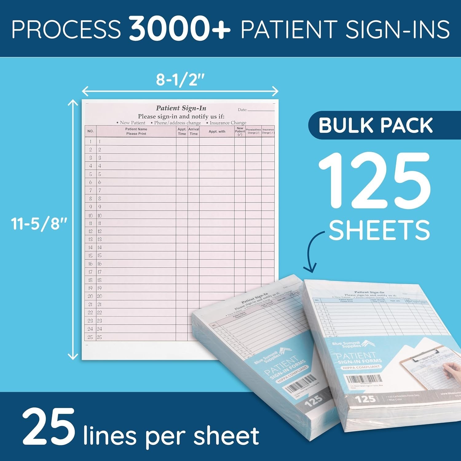 125 Pack HIPAA Compliant Patient Sign-In Sheets with Adhesive Labels, Burgundy