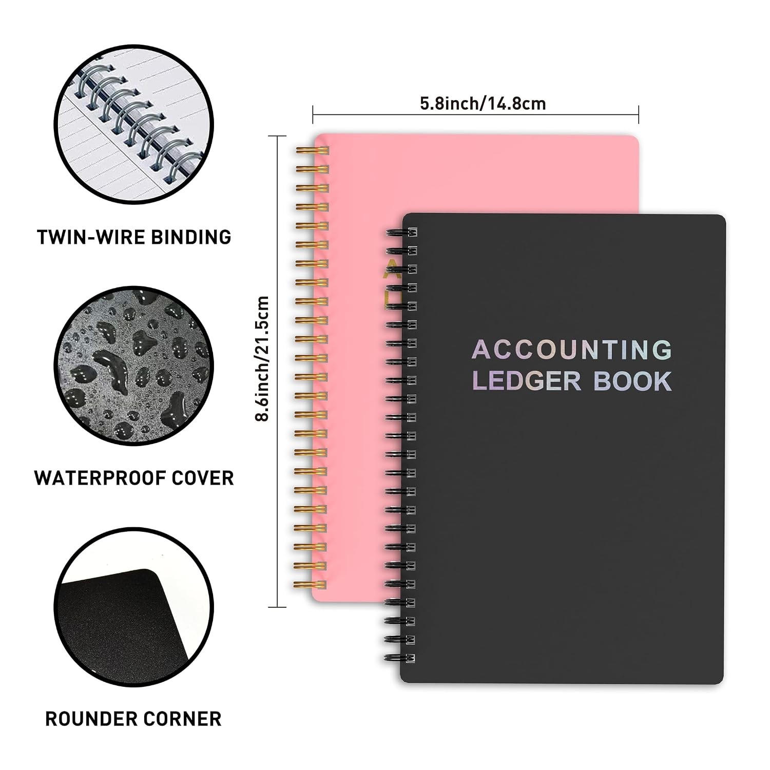 Accounting Ledger Book – A5 Check Register for Small Businesses & Personal Use,