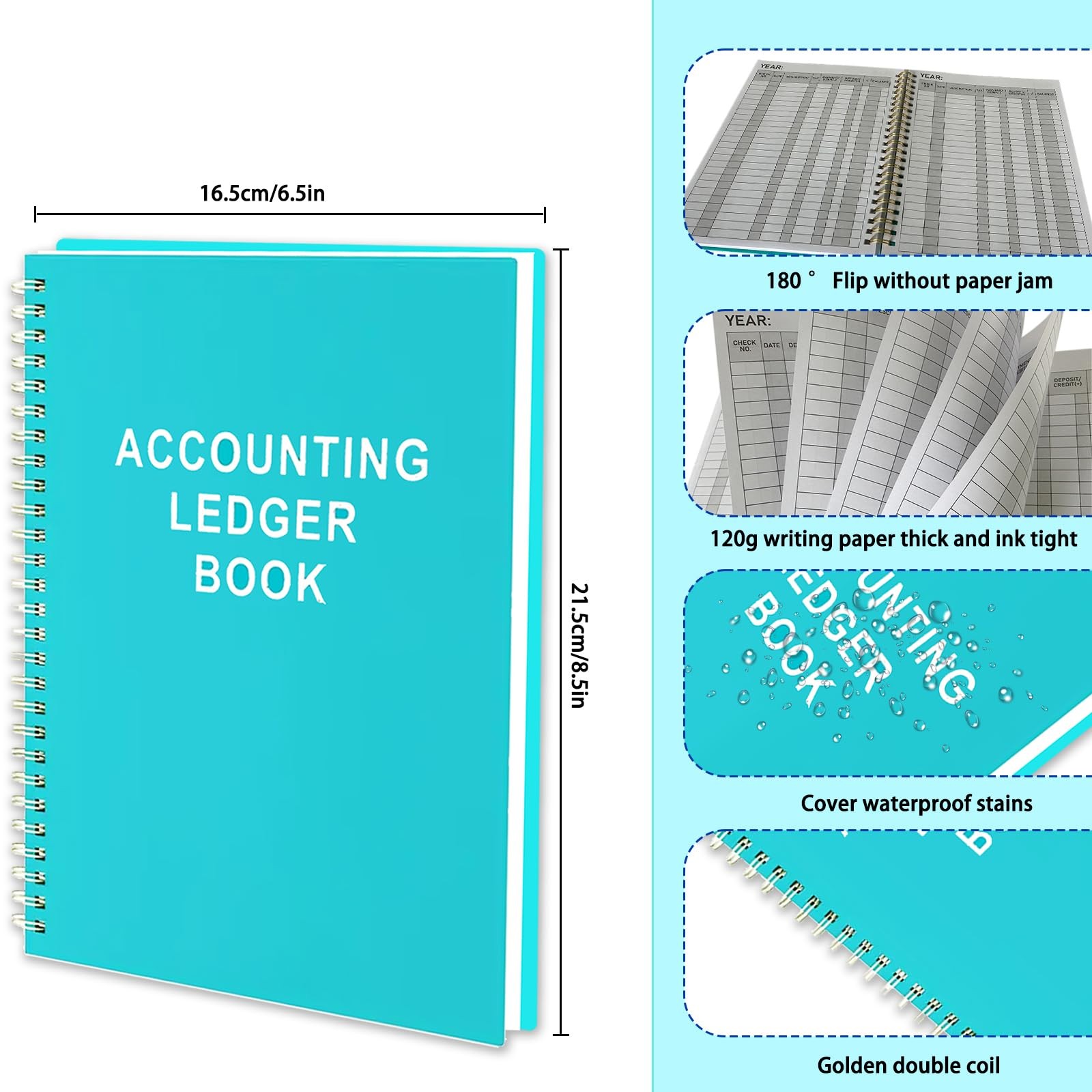 8.5×11 Inch Checkbook Register Book Ledger Register Book for Personal Business