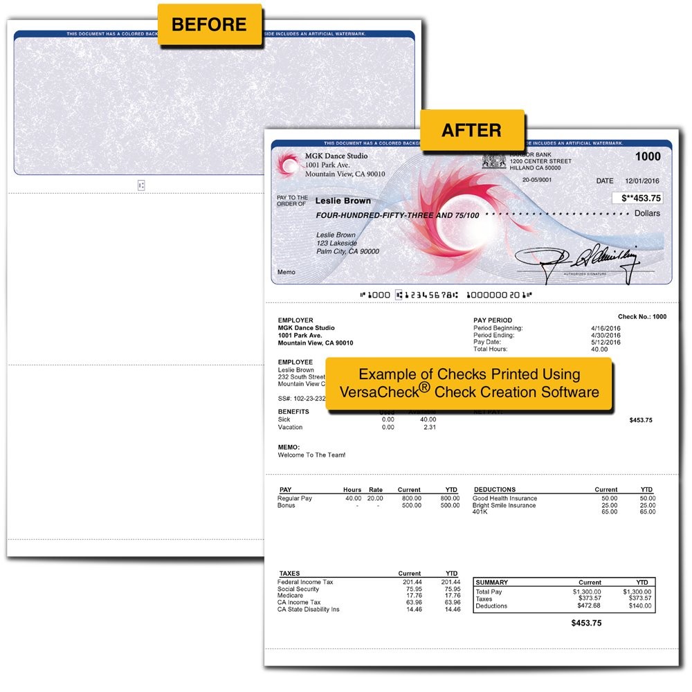 1000 Blank Business Voucher Checks – Blue Classic – Top-Loading Format