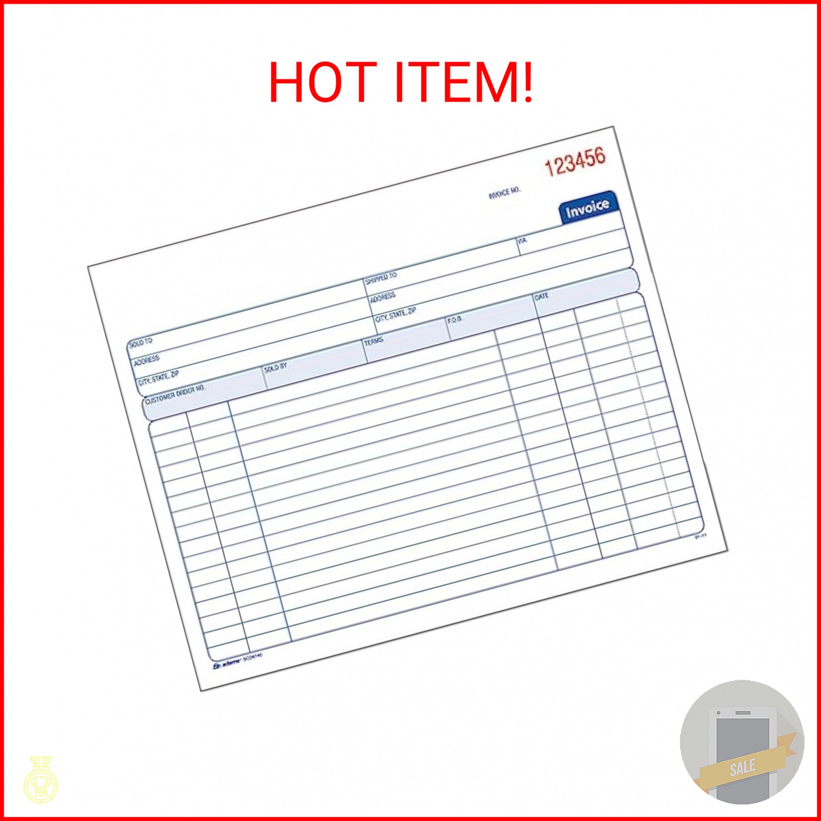 Adams Spiral Invoice Book, 8 1/2 x 7 1/4 Inches, 2-Part, Carbonless, White/Canar