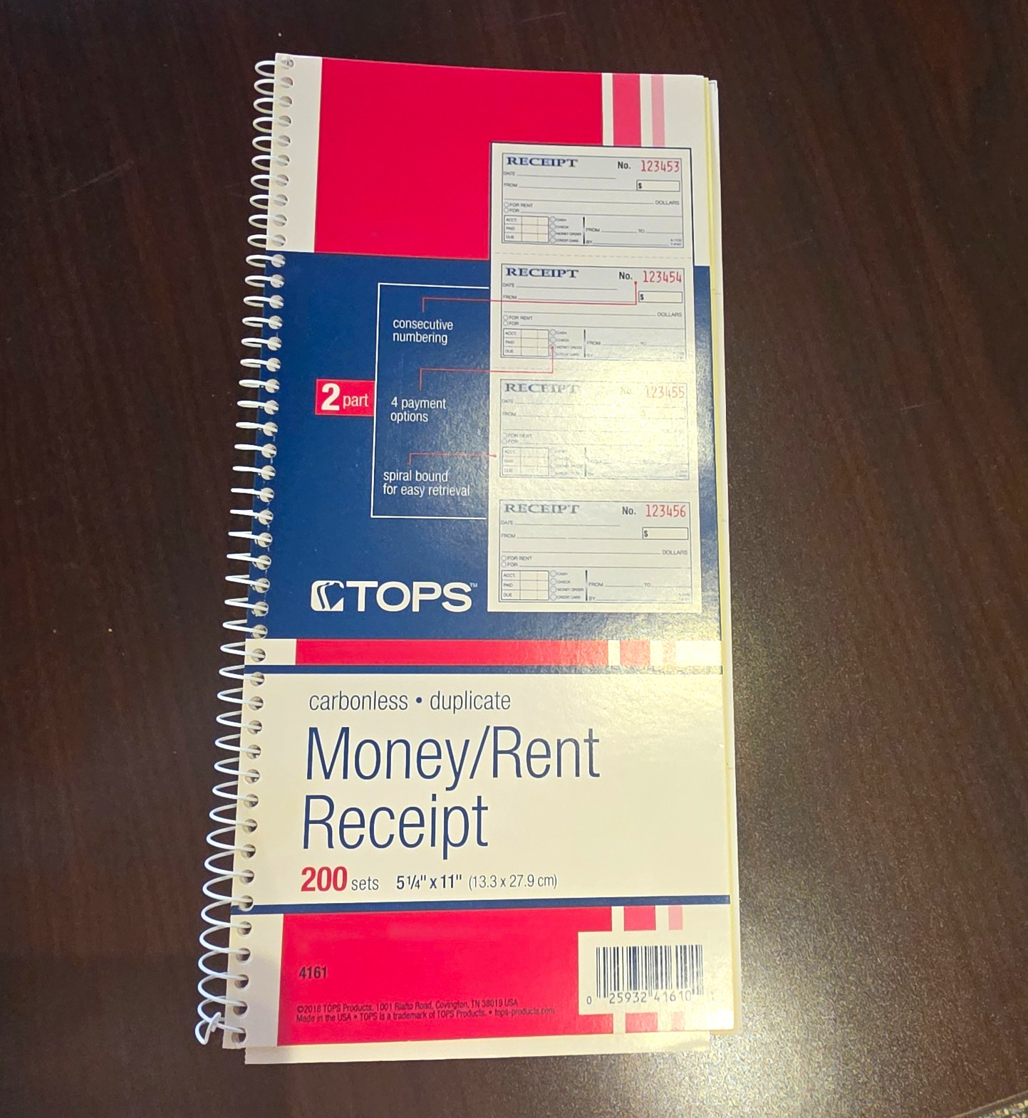 TOPS Money/Rent Receipt Book 2-Part Carbonless 200 Sets – 1 Page Used ⭐