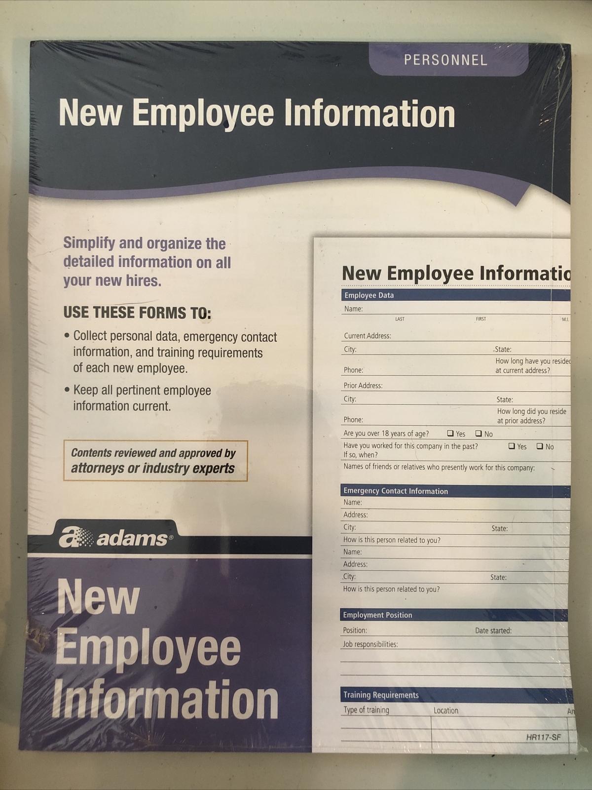 Adams New Employee Information Forms Personnel HR117-SF Two-Sided 50 Forms 2018