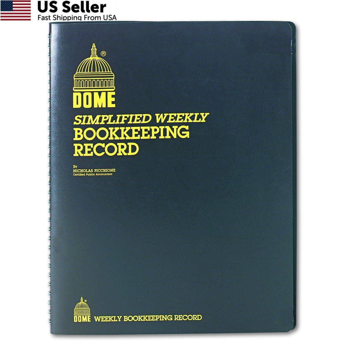 DomeSkin Dome DOM600 Bookkeeping Record Book Weekly 128 9 x11 Inches, Brown