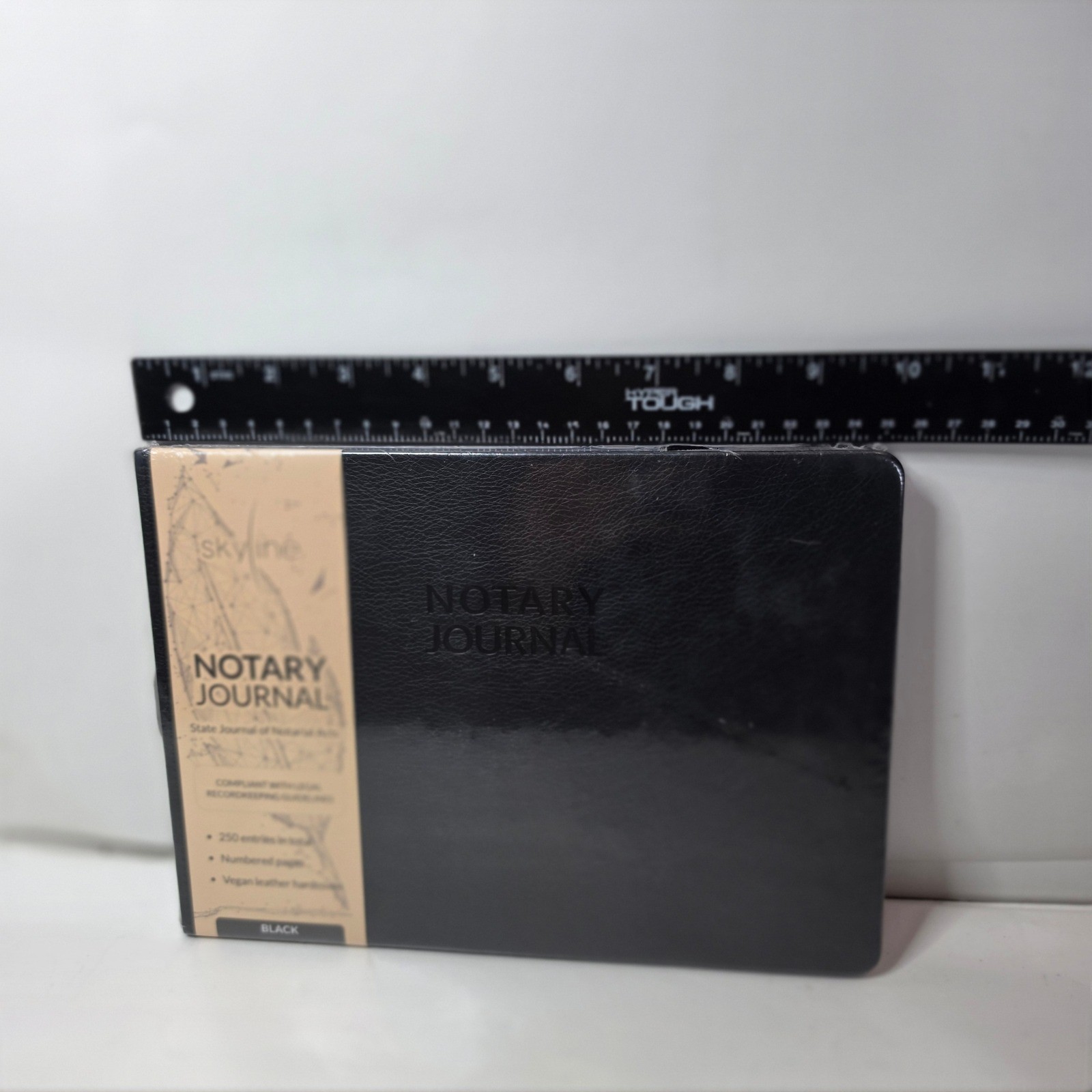 Skyline Notary Journal Official Record Log Book 250 Entries Vegan Leather Black