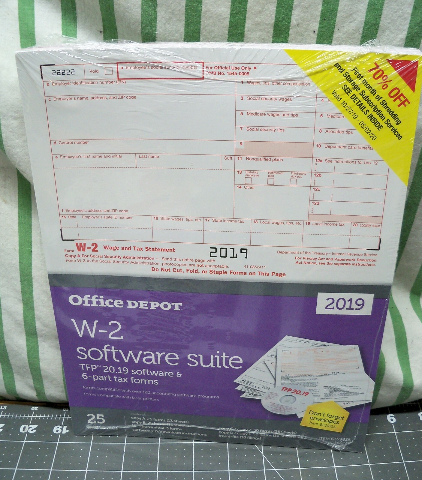 Office Depot W-2 Software Suite 2019 2-Up 6-Part 25 Pk Laser Tax Form Staples W2