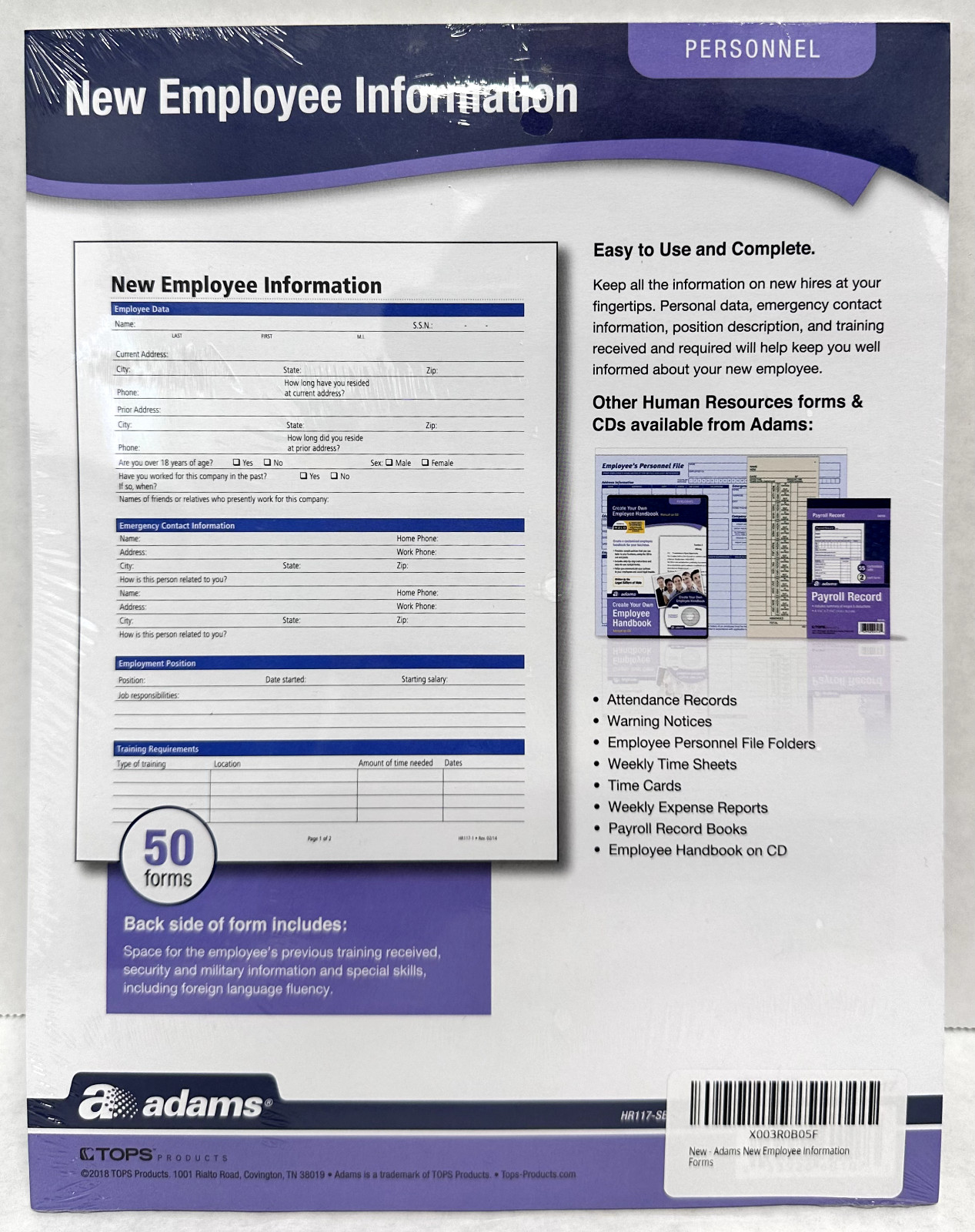 Adams Personnel BUNDLE -New Employee Info, Forms on CD, Create Employee Handbook