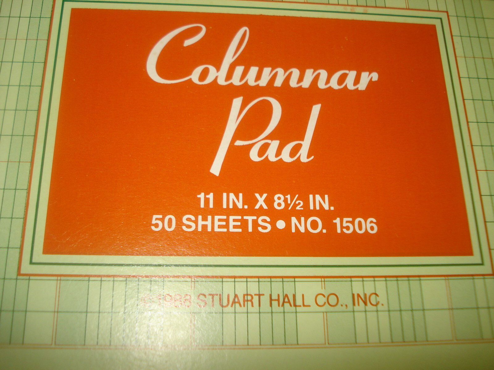 Vtg Stuart Hall Executive 8.5 X 11 Green Columnar Pad 50 Sheets 6 Columns 1506
