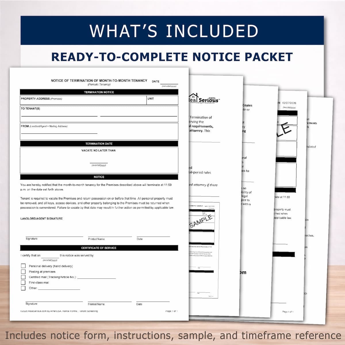 Notice to Vacate 30/60 Day – Month-to-Month Lease Termination Notice Form
