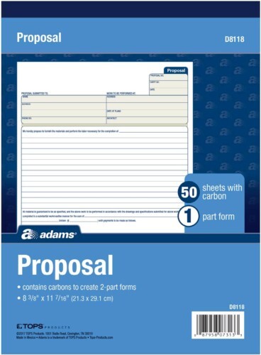 Adams D8118 Proposal Book, 2-Part with Carbon, 8.38 x 11.44 Inches, 50 Sheets