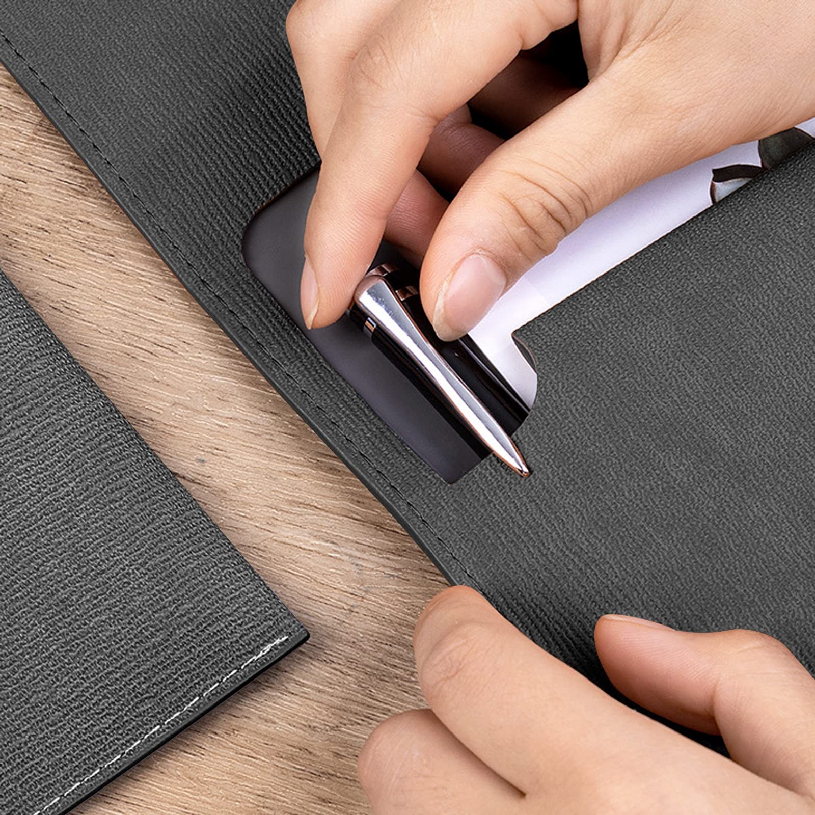 VANRA 1 Piece PU Leather Envelope File Folders A4 Paper 13″L x 9.6″W, Black