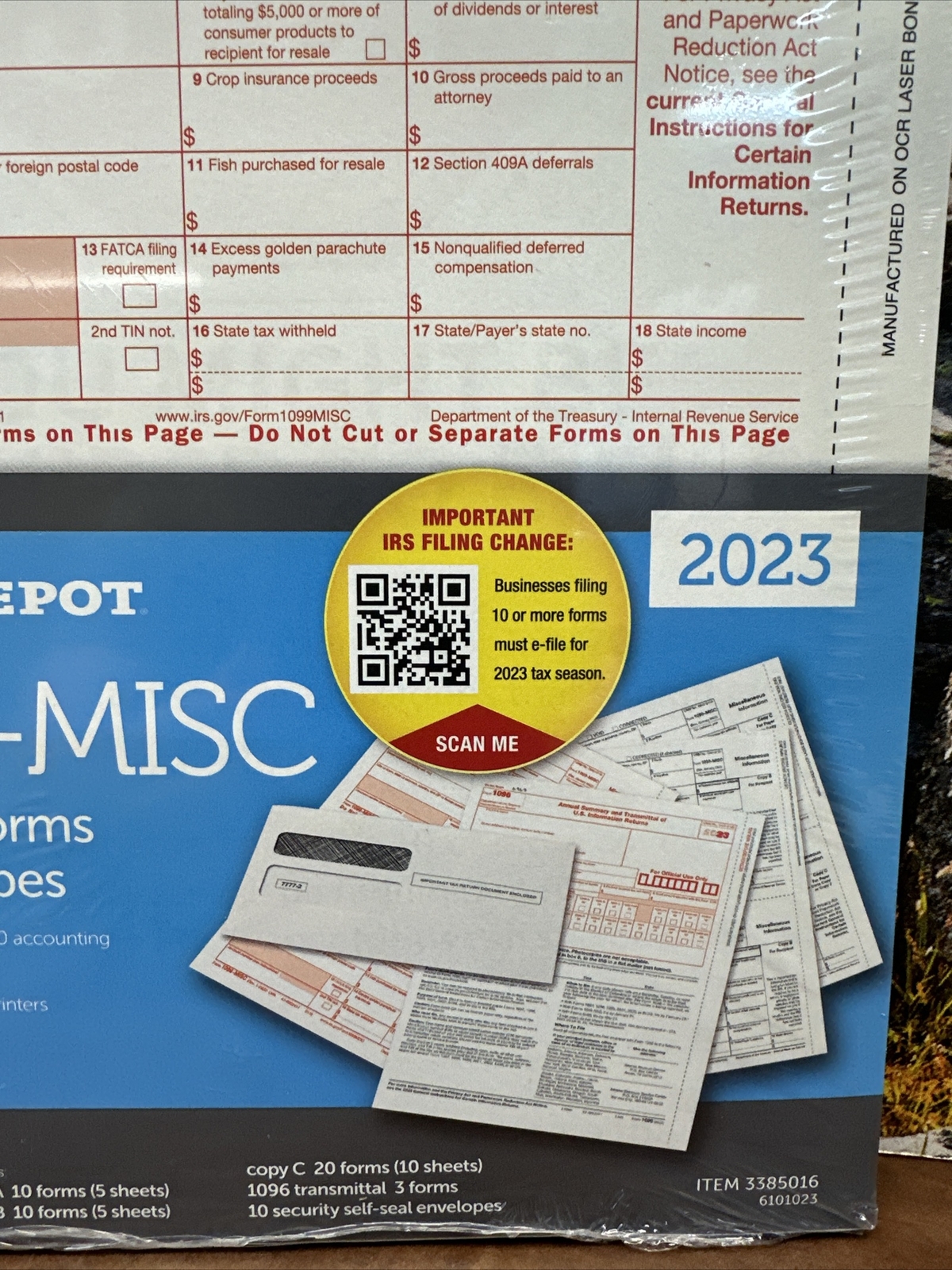 2023 1099 Misc Forms 4 Part Tax Forms Kit, 10 Laser Forms w envelopes