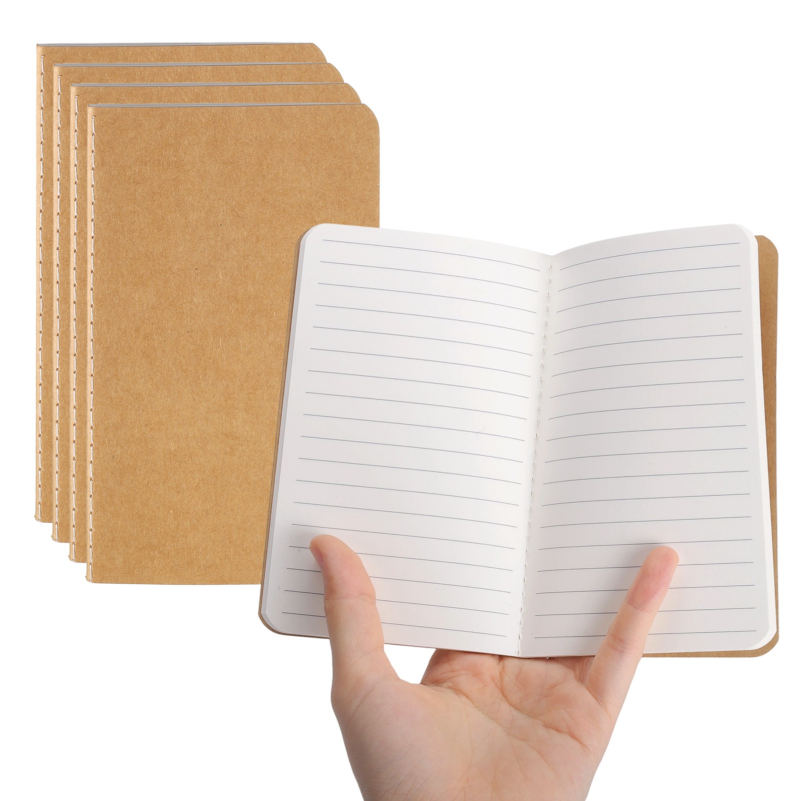 5 Pack A6 Notebook, A6 Journal Mini Notebook Pocket Kraft,Kraft Tone