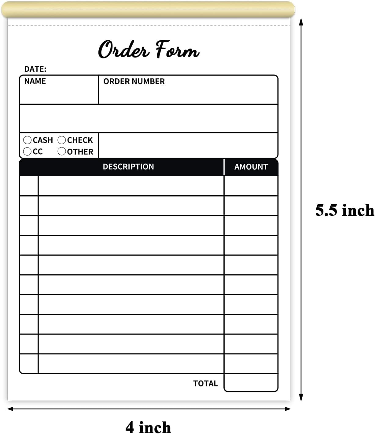 Receipt Book,Handheld 2-Part Carbonless,4X5.5 Inches, Carbon Duplicate Copy Sale