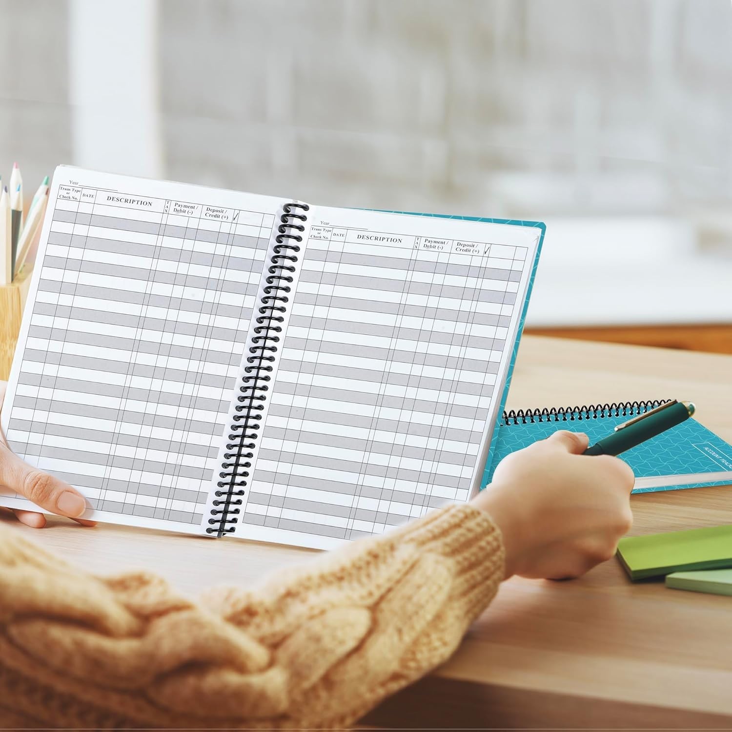 Comprehensive Teal Check Register & Tracking Ledger – Perfect for Business Use