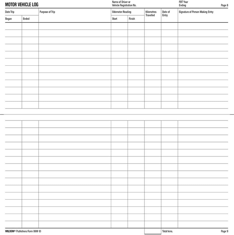 Wildon Vehicle & Business Expense Diary Log B00K Journal 86W WIL086 210x105mm