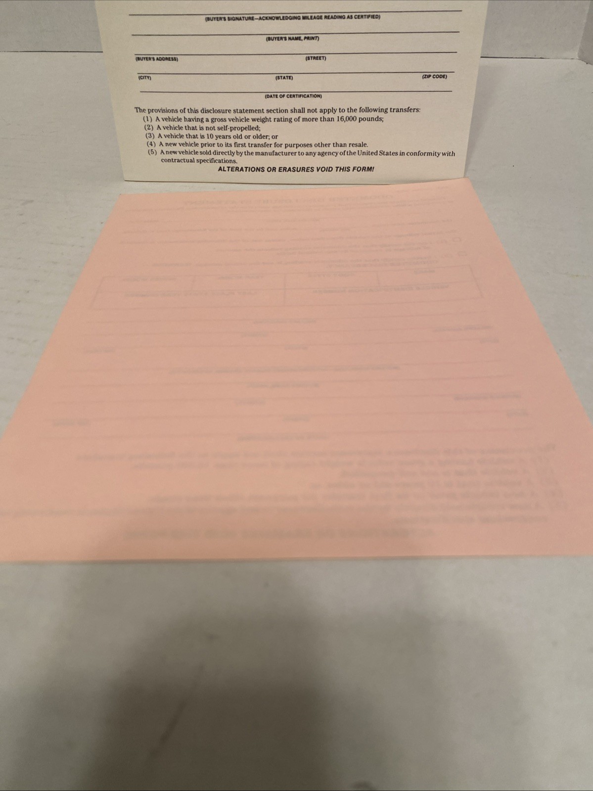Odometer Disclosure Statement Documents – 13 Sets Of 3 Pages – Read Description