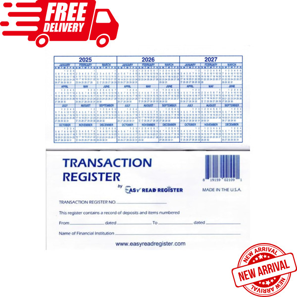 12 Checkbook Transaction Registers 2025-2026-2027 Calendars Check Book Bank …