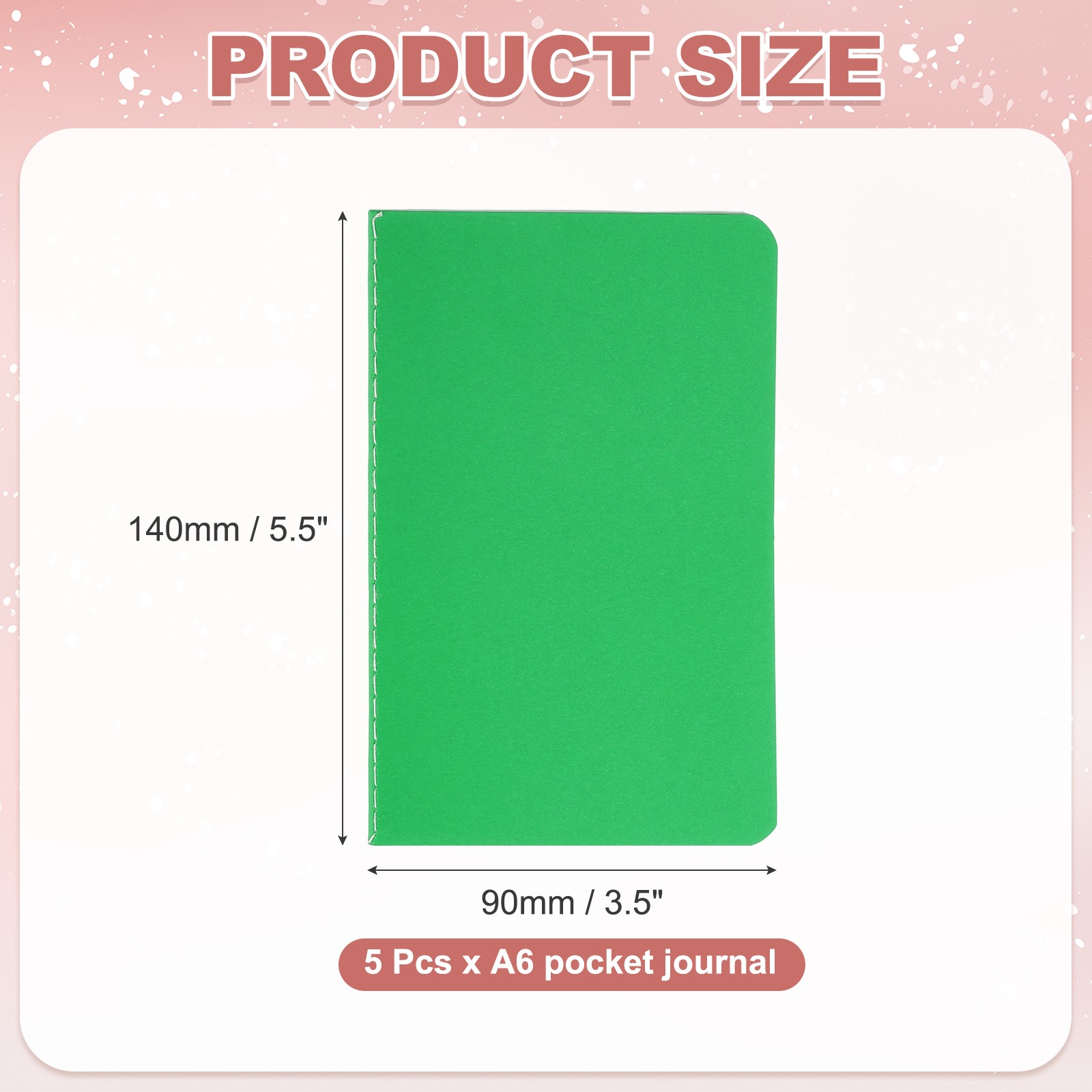 5 Pack A6 Notebook, A6 Journal Mini Notebook Pocket Kraft,Dark Green