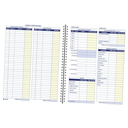 Bookkeeping Record Book, Weekly Format, 8.5 x 11 Inches, White (AFR70)