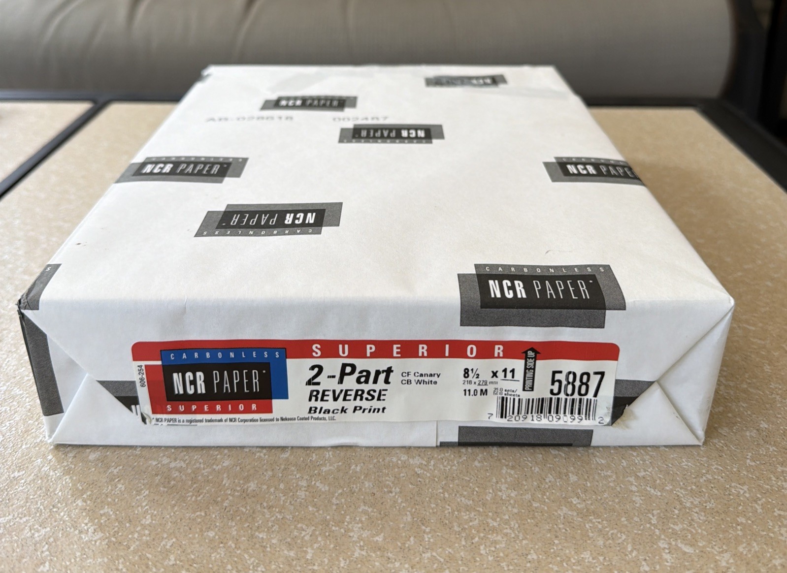 250 Sets NCR Paper 5887 Collated 2 Part White Canary 8.5 x 11 Carbonless Sheets