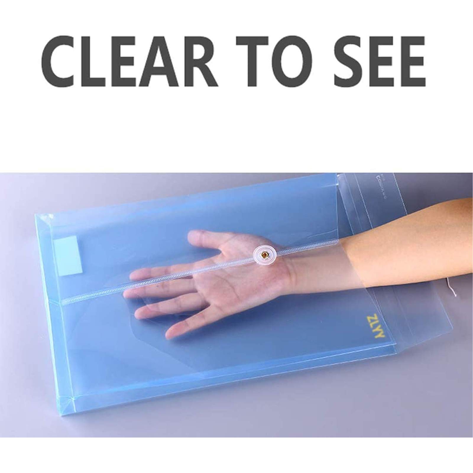 10 Pack Clear Blue Plastic Poly String Envelope with Expandable Gusset, Green