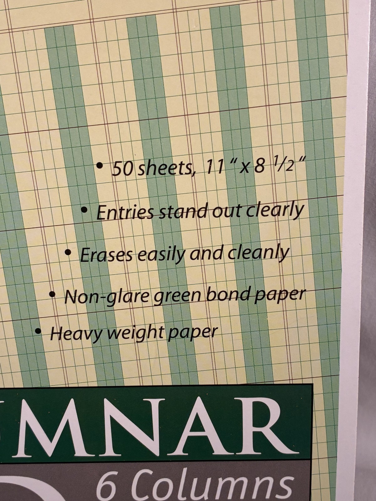 Norcom Columnar Pad 50 Sheets 6 Columns 11 x 8.5 Inches Green #76706 Non-Glare
