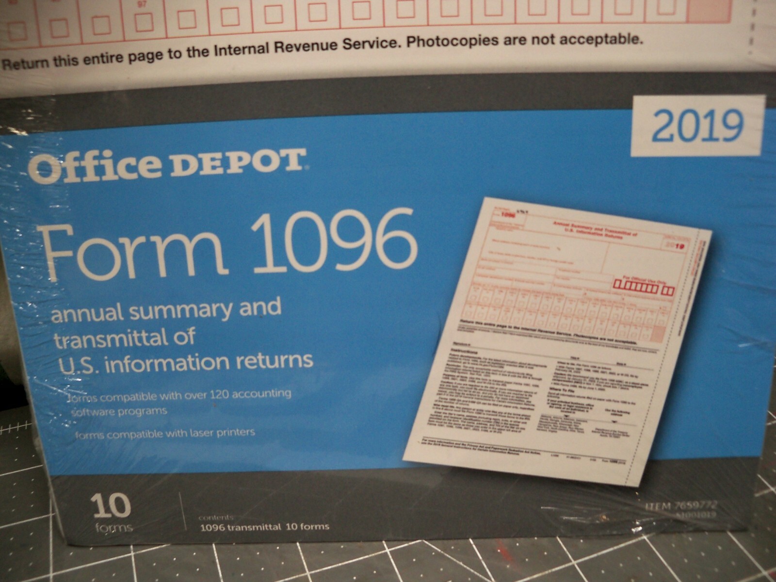 10 pack 2019 Tax Form 1096 Annual Transmittals ONLY (for 1099-MISC to IRS)