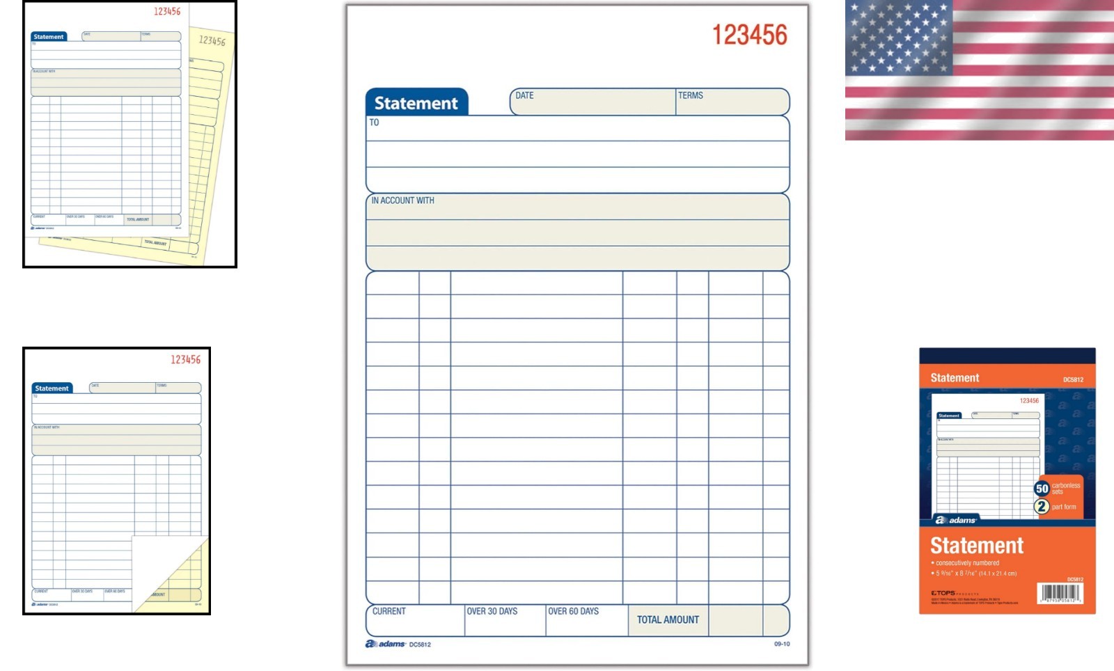 50 Sets Tops Carbonless Statement Book, Customizable Invoices for Businesses