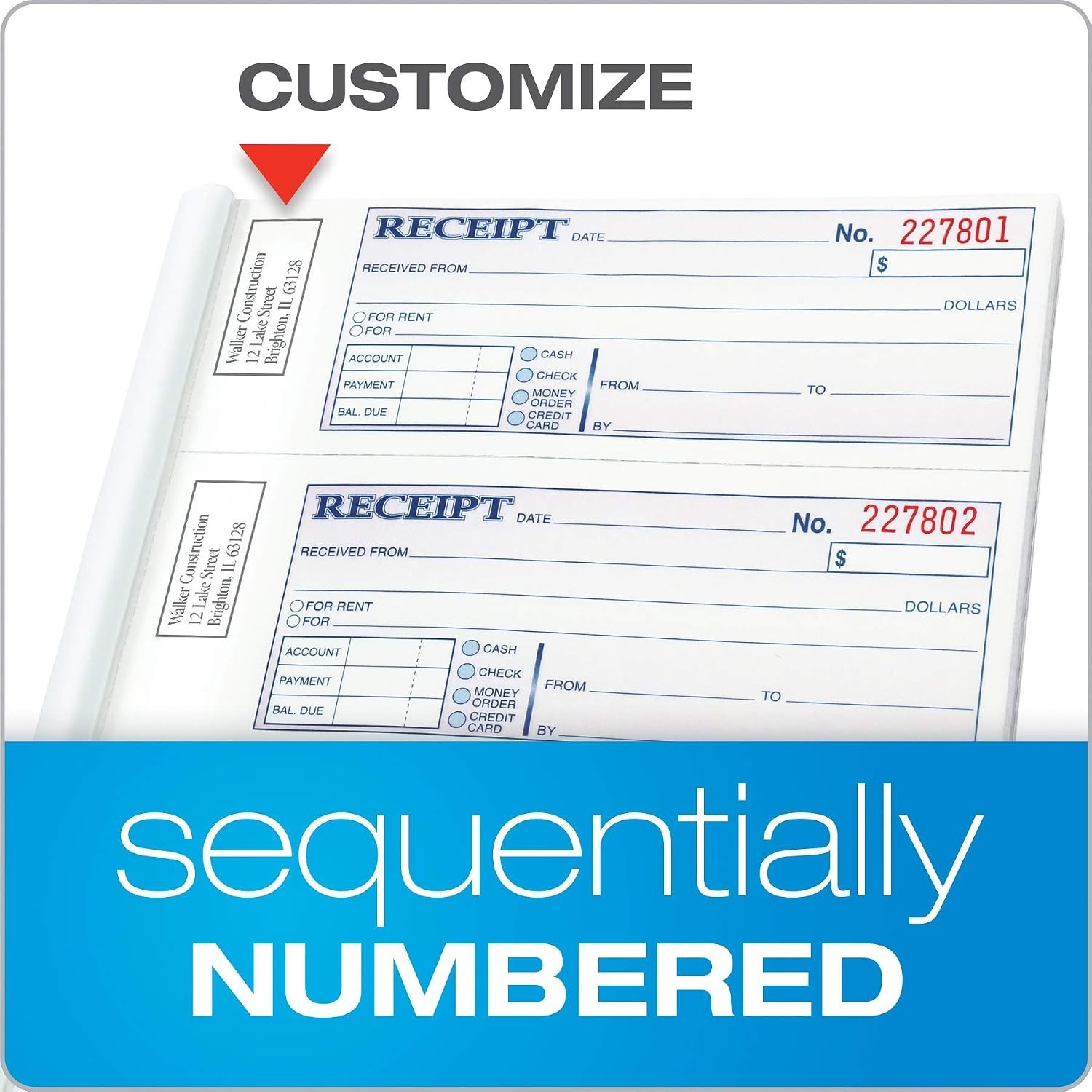 Efficient 3-Part Carbonless Receipt Books – 5 Pack, 100 Sets, Convenient Size