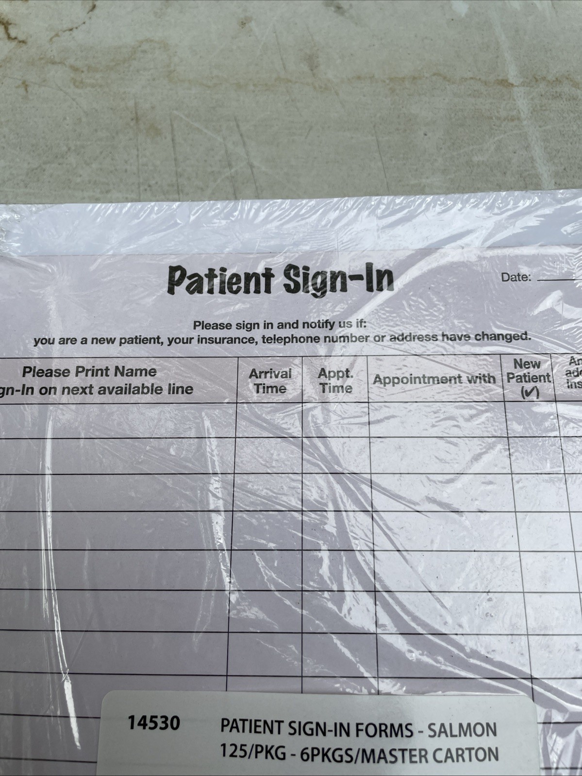 Tabbies Patient Sign In Forms Color Salmon 125 Forms Pack 8 1/2”x11 5/8” 14530