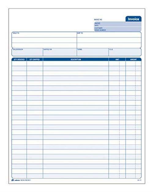 Adams Invoice Unit Set, 8.5 x 11.44 Inch, 2-Part, Carbonless, 100-Pack, White