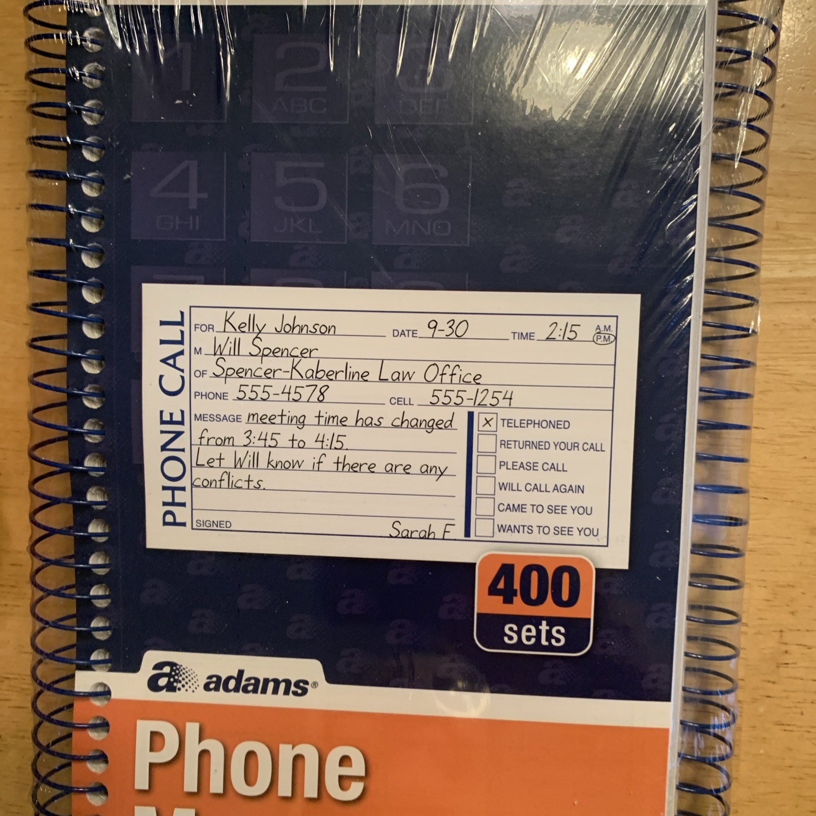 2-Pack Adams Phone Message 800 Count 2-PART Carbonless SC1154-2D VALUE PACK New