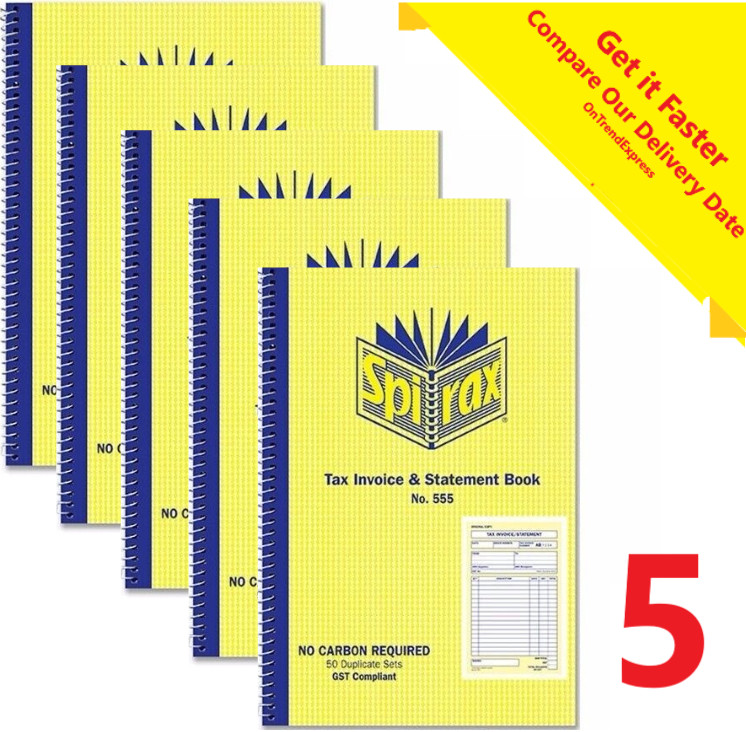 NEW 5 x Spirax 555 Invoice & Statement Book Dup 207 x 144mm 40897