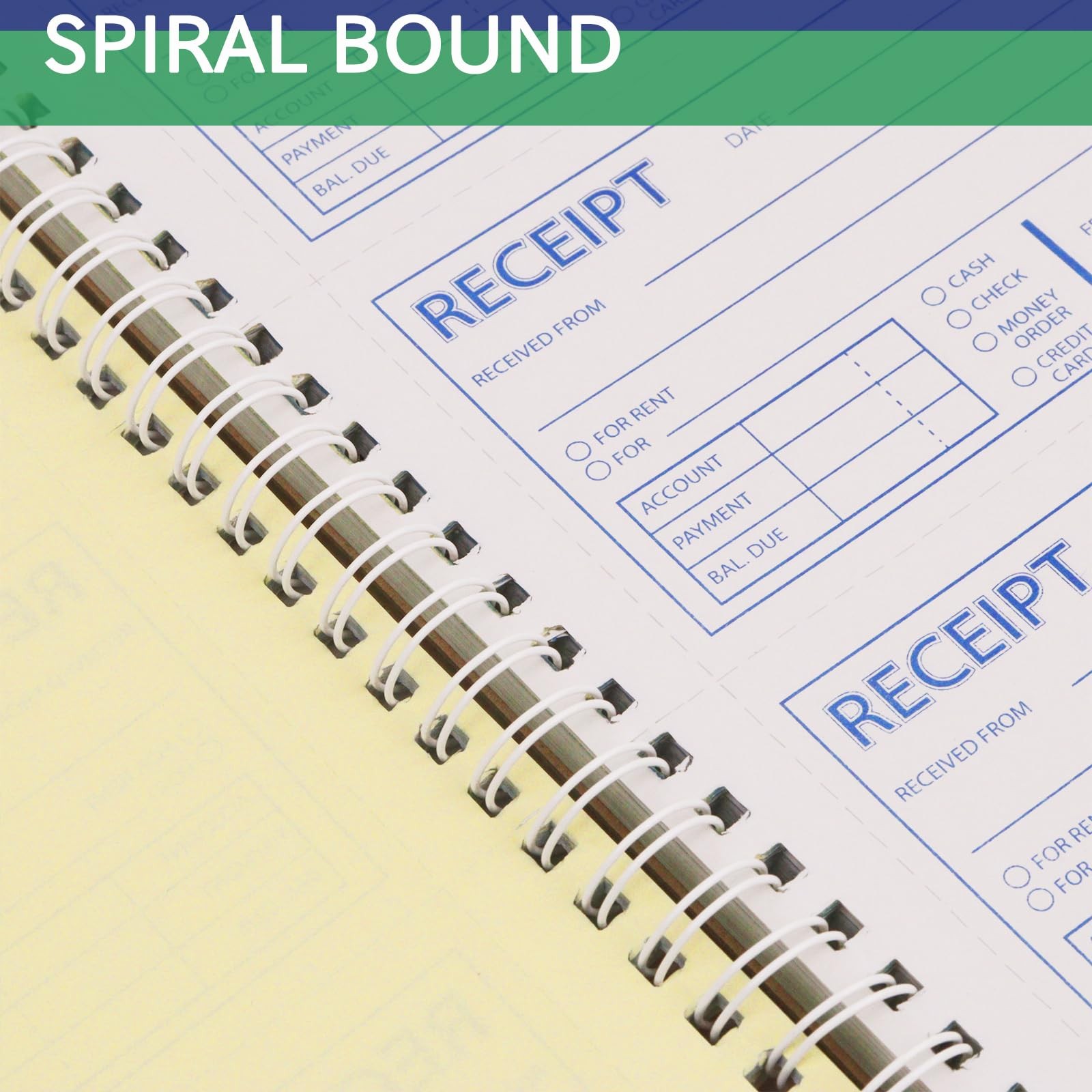 Spiral Money and Rent Receipt Book, 2-Part Carbonless (8.5″x11″), 100…