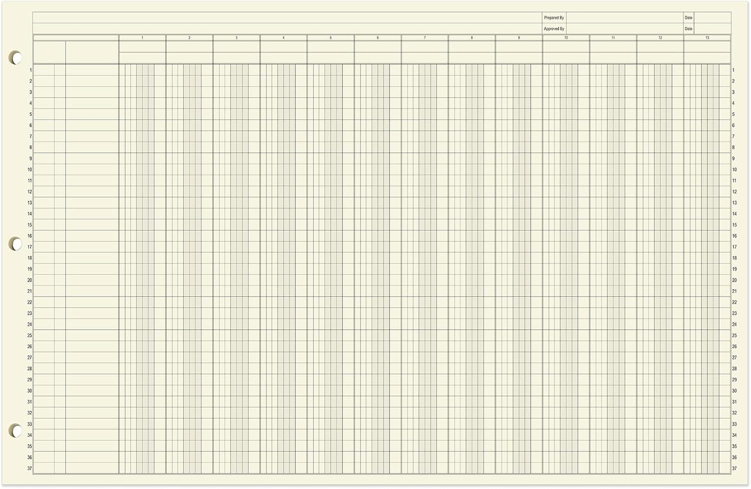 Bookfactory Ledger Pad Large 13 Column Accounting Ledger Columnar (Thirteen Colu
