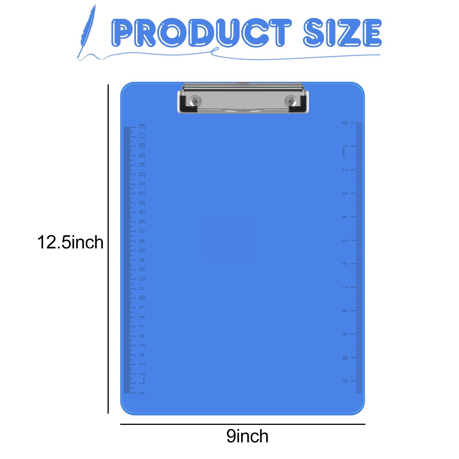 HERKKA 15 Pack Plastic Clipboards, Assorted Color, Low Profile,