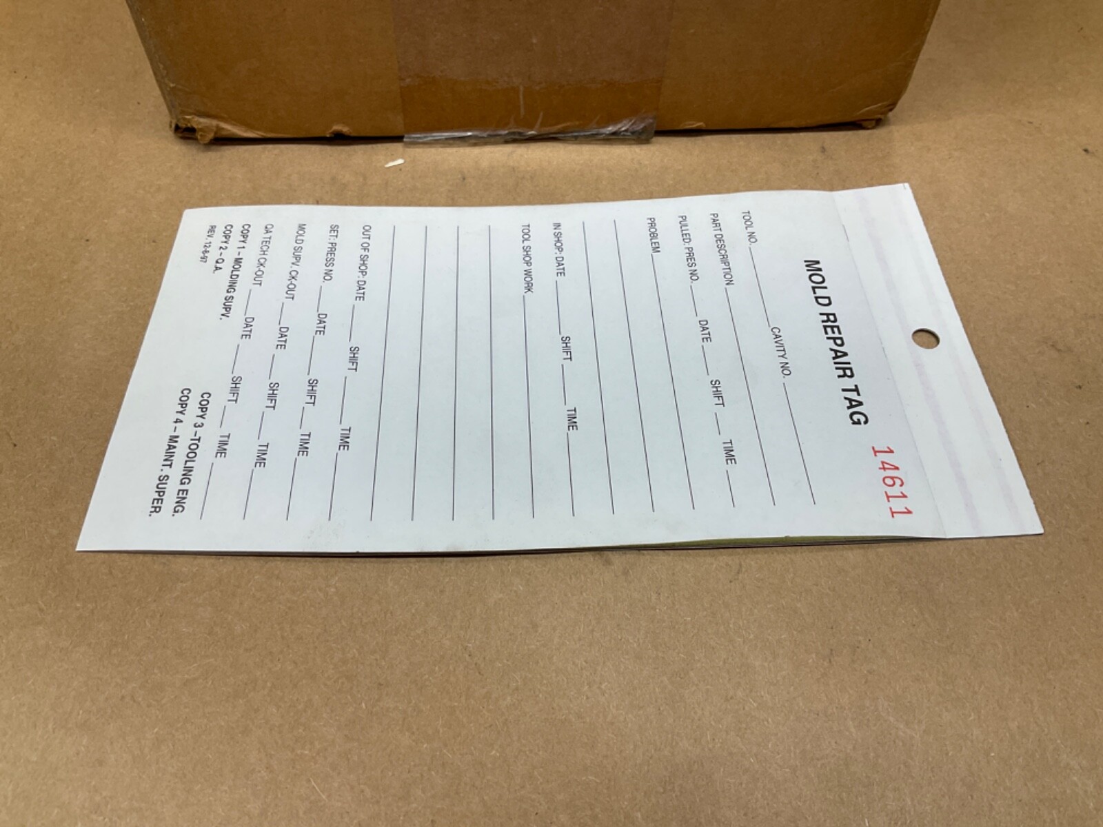 Whitlock Mold Repair Tags 5-Part 7” X 4 1/4” 1000 Count #27C36PR4